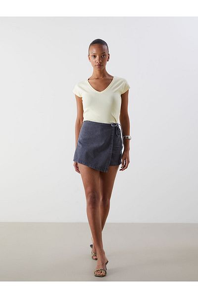 LC Waikiki New Season Women's Jean Short Skirt with Baglam Waist - S5Qn16Z8