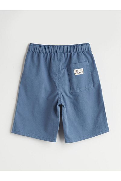 LC Waikiki Blue Elastic Waist Linen Blend Boy's Shorts