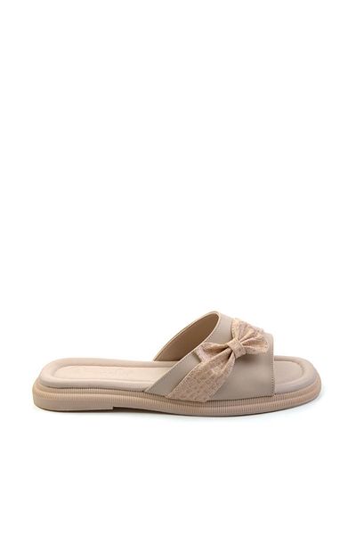 Bambi Nude Patent Leather Crocodile Women's Slippers K04761038109