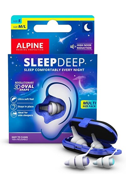 Alpine SleepDeep Uyku Kulak Tıkacı, 27 dB Gürültü Azaltıcı, 3D Oval Şekilli, Yıkanabilir