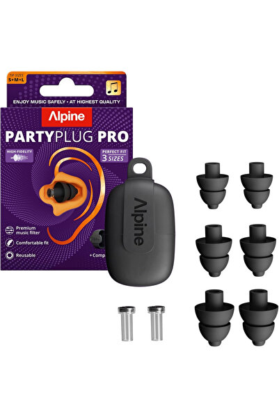 Alpine PartyPlug Pro Kulak Tıkaçları 21 dB Gürültü Engelleme, Yüksek Ses Kalitesi, 3 Boy