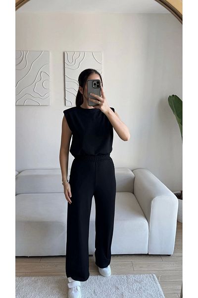 Zoom Butik Padded Modal Suit - Black