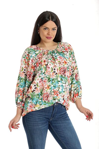 Eranthe Bluza Dama, Ampla, Multicolora cu model Floral