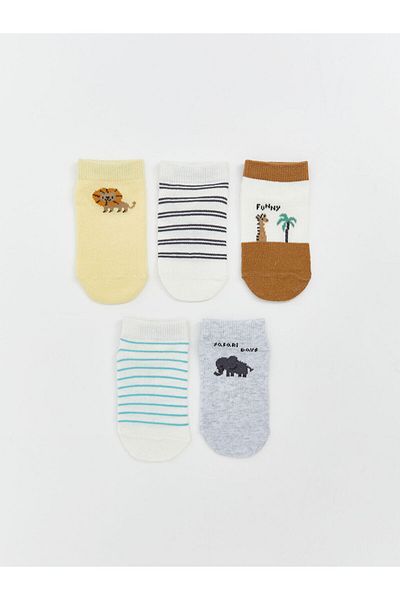 LC Waikiki New Season Printed Baby Boy Booties Socks 5-Piece - S5Ho58Z1