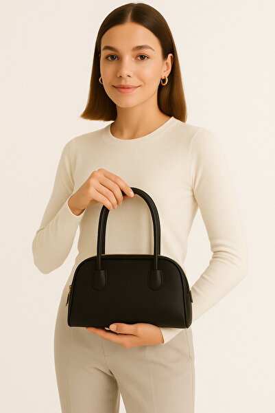 Satuna حقيبة يد وكتف نسائية سوداء – أنيقة وبسيطة ومناسبة للاستخدام اليومي