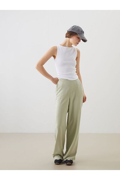 LC Waikiki New Season Women's Linen Blend Trousers with Elastic Waist - S5Ls97Z8