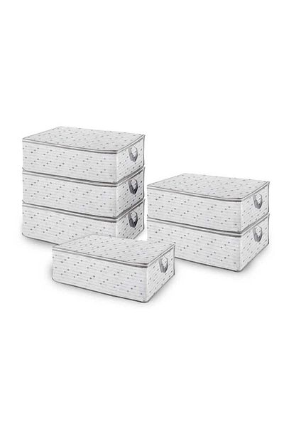 Vi Caro Σετ 6 τσάντες κάτω από το πάτωμα 66x45x21 cm μεγάλου μεγέθους, φερμουάρ, ανθεκτικό στη σκόνη, μοτίβο τσάντα αποθήκευσης