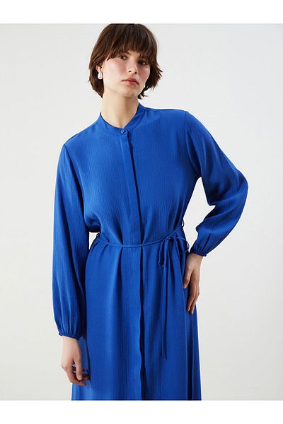 LC Waikiki Rochie cămașă oversize cu guler domnător texturat în linie A