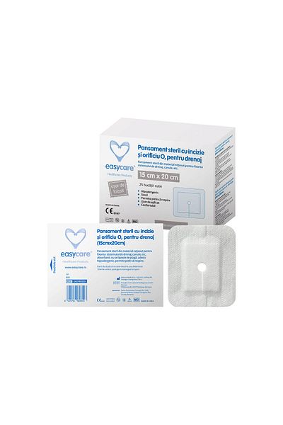 easycare Sterile Dressing With Incision And Hole O, For Drainage 15x20cm/25 Pcs