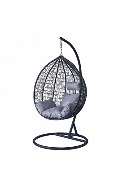 ECARLA Nest swing, hanging chair, maximum 130 kg, black cocoon and gray pillows, JollyMag, KR23