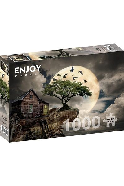 Enjoy Puzzle 1000 piese Enjoy - A Log Cabin on a Cliff