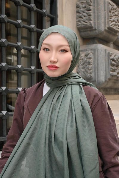 Pull Scarfs Mold Green - Zigzag Pattern Bamboo Jacquard