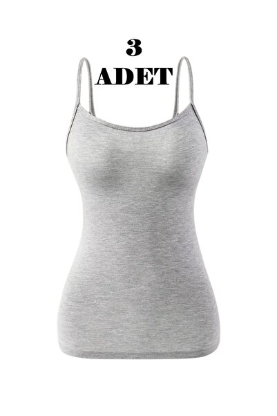 Özten 3 Pack Combed Cotton Ribbed Thread Strap Women's Undershirt Inci510