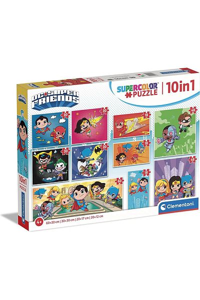 CLEMENTONI Puzzle 18/30/48/60 pieces Clementoni - 10 Puzzles - DC Super Friends