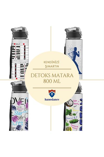 Hanedanev Detox Flask & Water Bottle & Detox Water Bottle Patterned Water Bottle Flask with Strainer 800 ml
