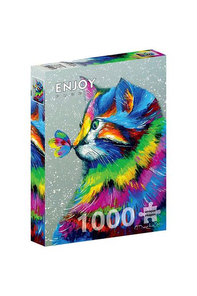 Enjoy Puzzle 1000 pieces ENJOY - Bright Cat and Butterfly