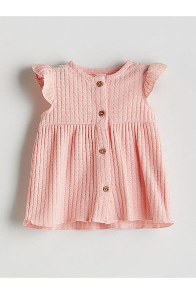 LC Waikiki Lcw Crew Neck Textured Baby Girl Blouse and Shorts 2-Piece Fast Fashion