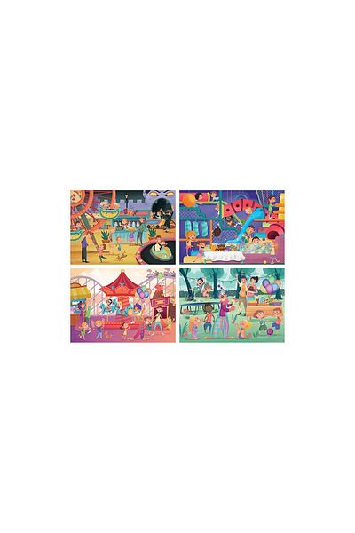EDUCA Puzzle Educa - Multi 4 Junior Park Attractions + Children'S Party, 20/40/60/80 pieces