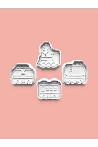 AKTASTORE قالب بسكويت على شكل قطار وقالب عجينة السكر، مجموعة من 4 قطع 0571-set