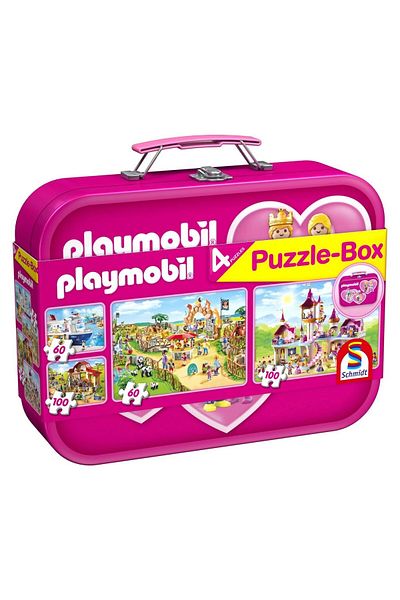 Schmidt Schmidt Puzzle - Playmobil Pink, 2x60 + 2x100 pieces, metal box