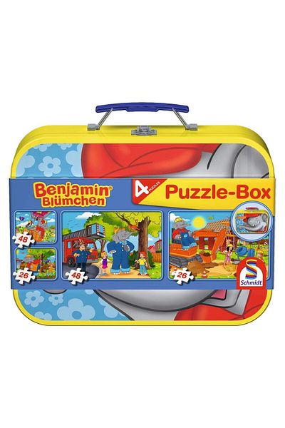 Schmidt Schmidt Puzzle - Benjamin, the Elephant, 2x26 + 2x48 pieces, metal box