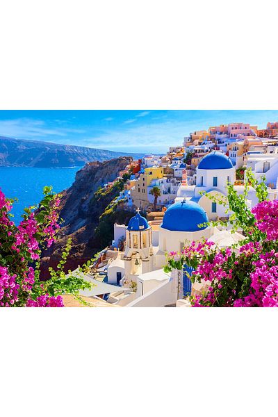 Enjoy Puzzle 1000 pieces Enjoy - Santorini View with Flowers, Greece