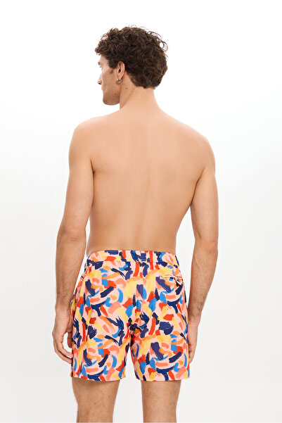 TOOSALTY Men's Brush Patterned Swim Shorts with Pockets Mesh Lining Quick Dry Water Repellent Medium Length 25Sm105St