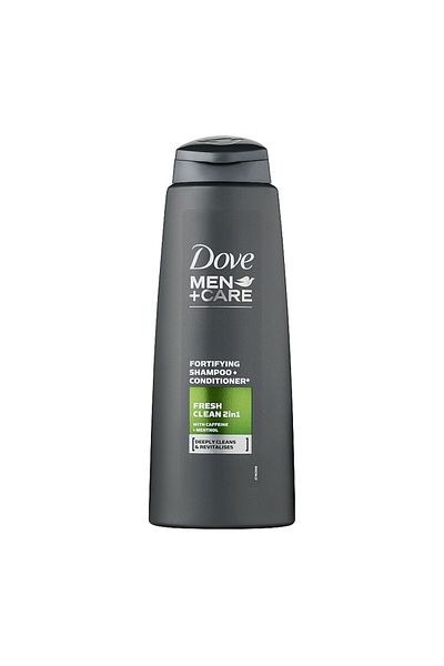 Dove Pack of 2 X Men Care 2 in 1 Men Fresh Clean Shampoo, fortifying, anti-dandruff, 400ml