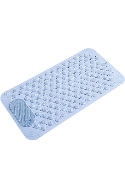 Zippi Covoraș Antiderapant pentru Cadă și Duș – 70x36 cm, Ventuze, Drenaj, Masaj pentru Picioare ,Albastru