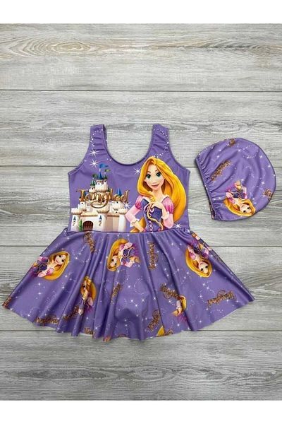 mikam Girl's Volan Skirted Bottom Slipped Bottom Pool/Sea Swimsuit,,
