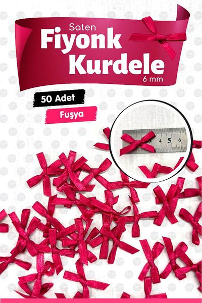 t tuğset etiket Bow Satin 6 mm Ribbon Bow Ribbon Ornament 50 Pieces -T1380