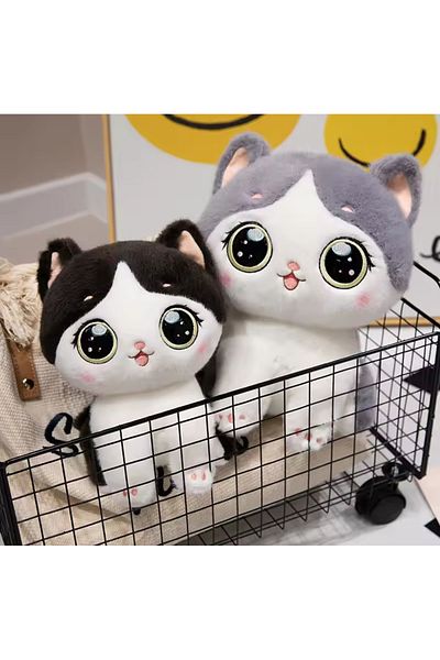 NB market Cat Plush Toy Anime Kawaii Cat Toy Plushie Sleeping Companion Sweet Yumoş 35cm Grey