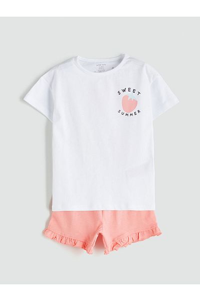 LC Waikiki New Season Fruit Printed Baby Girl T-Shirt and Shorts Set of 2 - S5Gi43Z1