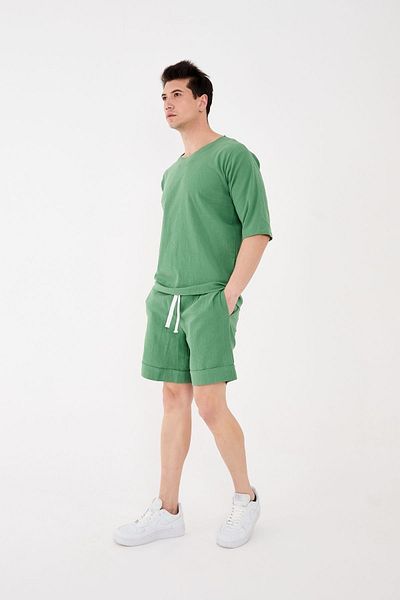 RELAXL 100% bumbac, model confortabil, tricou cu mânecă scurtă Benntn verde