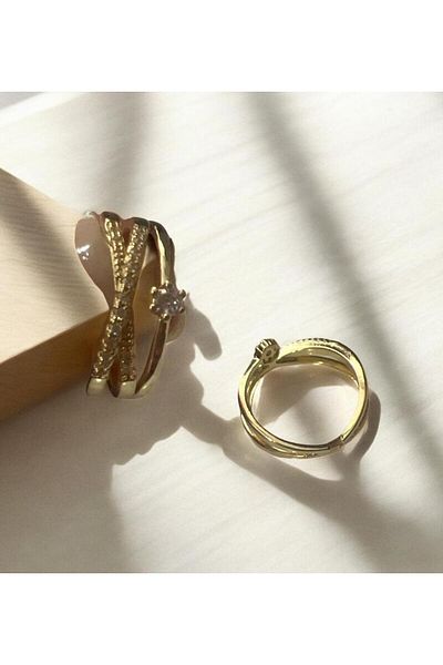 demirosa 1 Pcs Steel Adjustable Stone Stylish Ring