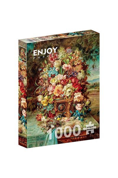 Enjoy Puzzle 1000 pieces Enjoy - Hans Zatzka: Flowers Still Life with Blue Tit