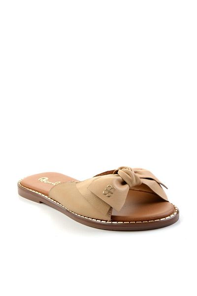 Bambi Nude Leather Women's Slippers K04507101803