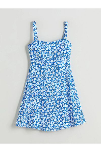 LC Waikiki Lcw Vision U-Neck Floral Strap Waist Mini Dress