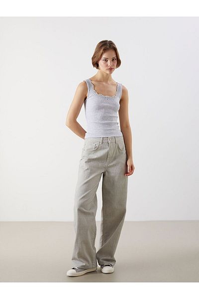 LC Waikiki Xside Women's Tank Top with U-Neck Lace Detail