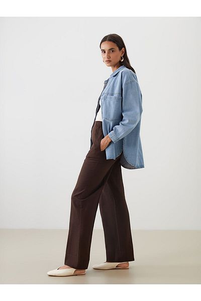LC Waikiki Дамски панталон LCW Modest с еластична талия и ленен микс