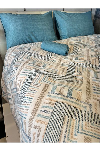 ŞENER HOME Meander Patterned Sheet Elastic Single Pique Set