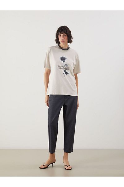 LC Waikiki Lcw Vision Crew Neck Printed Oversize Women's T-Shirt