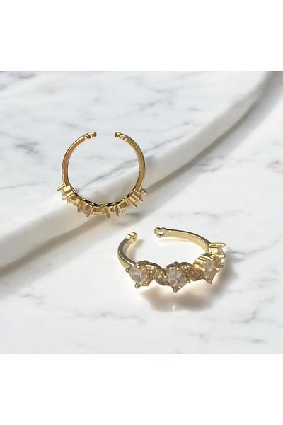 demirosa 1 Pcs Steel Adjustable Stone Stylish Ring