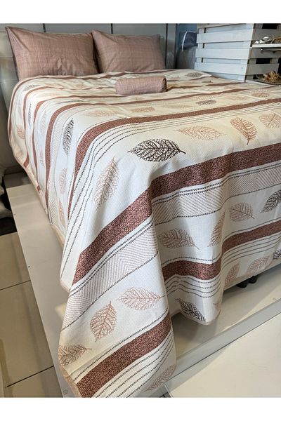 ŞENER HOME Leaf Patterned Sheet Elastic Single Pique Set