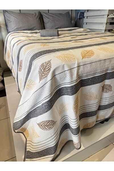 ŞENER HOME Leaf Patterned Sheet Elastic Single Pique Set