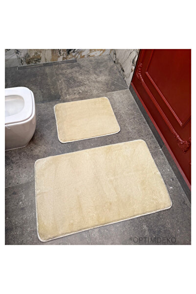 OPTIM DEKO Ultra-Fluffy and Non-Slip Bath Mat Set, 100x60 + 60x50 cm, Premium Comfort, Crem