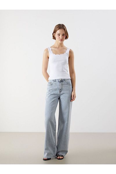 LC Waikiki Xside Women's Tank Top with U-Neck Lace Detail