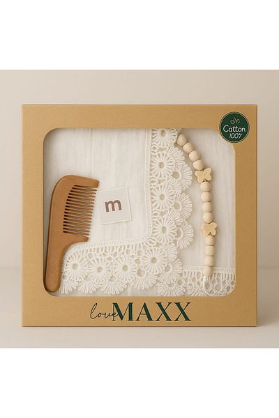 PARK BEBE Lovemaxx Muslin Blanket Comb Pacifier Holder Set