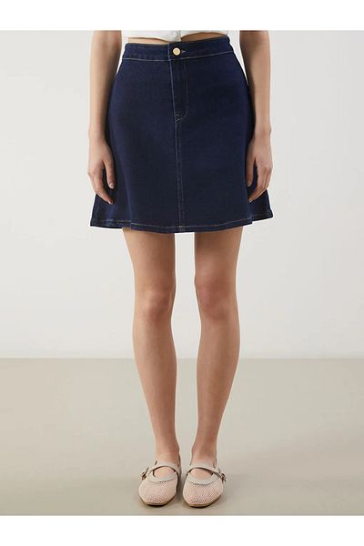 LC Waikiki Natuvera Navy Blue Standard Fit Mini Jean Skirt