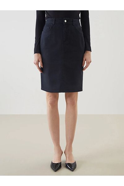 LC Waikiki Lcwaikiki Classic Navy Blue Slim Fit Mini Jean Skirt